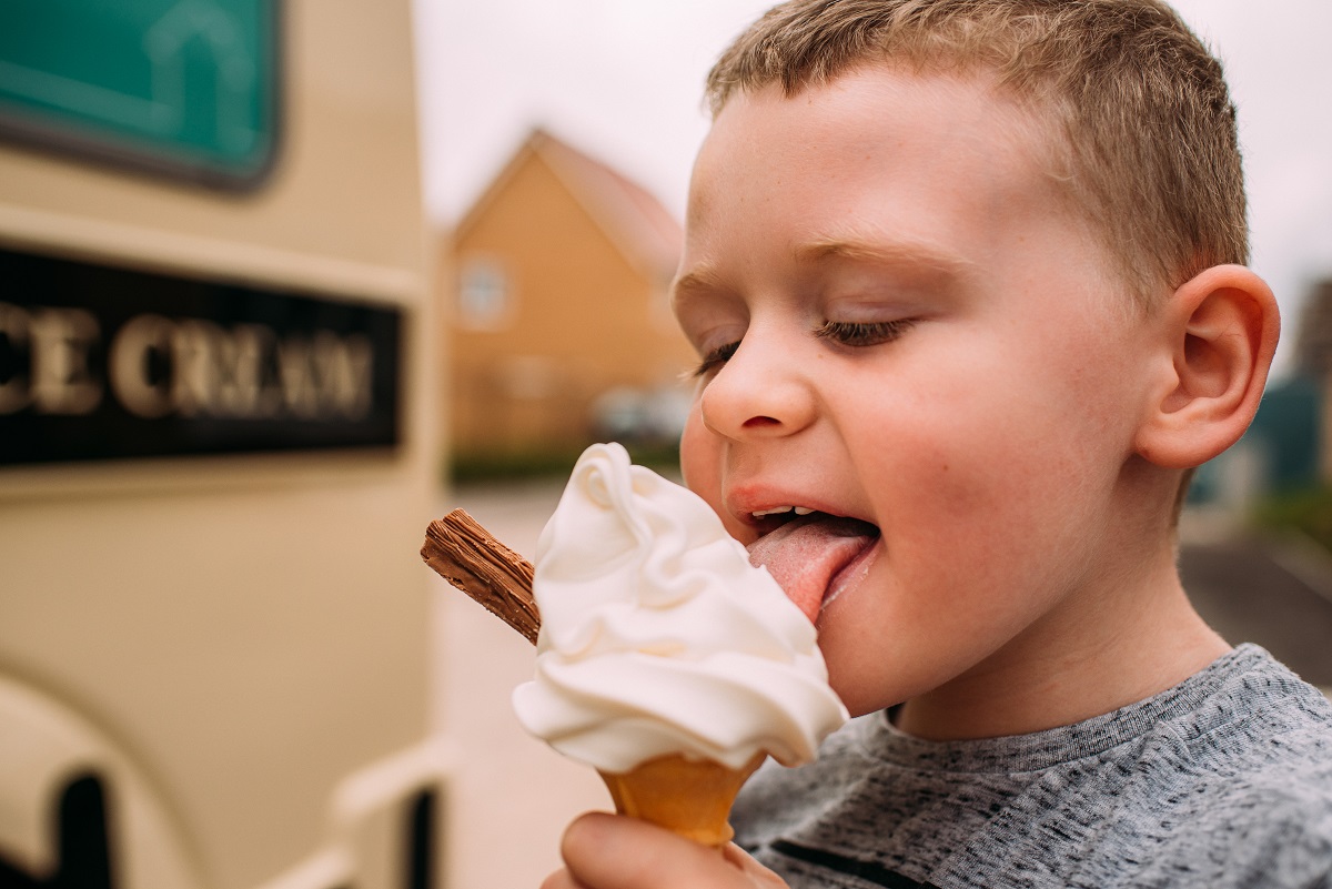 Boy eating ice cream