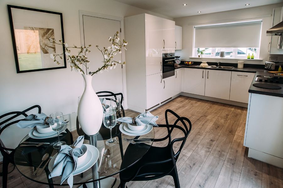 Kitchen diner with black and white aesthetic