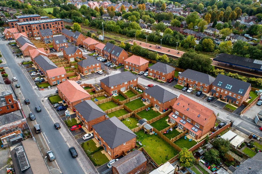 Drone photography of family housing development Holyoake Road, Walkden