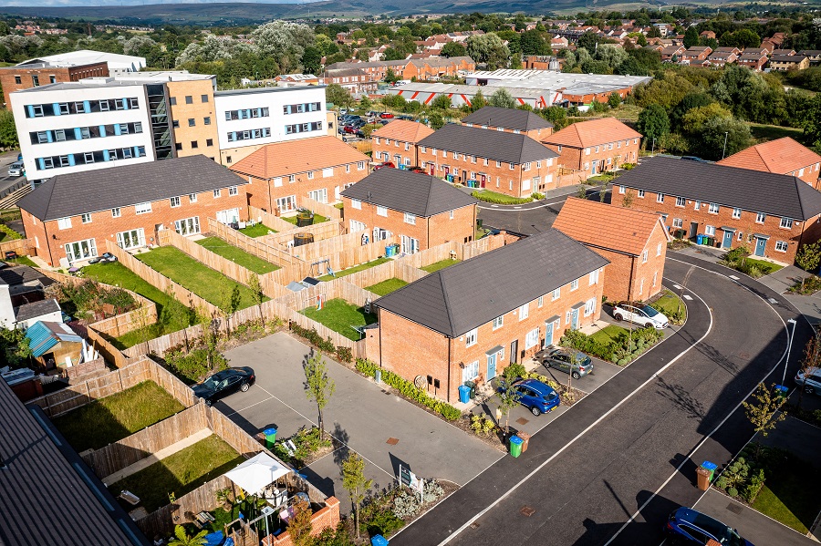 Aerial shot of Rochwood Rise housing development