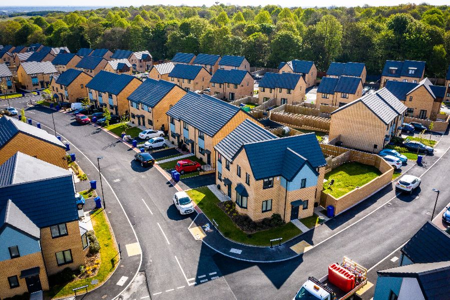 Aerial photography of family houses at Yew Gardens, Edlington