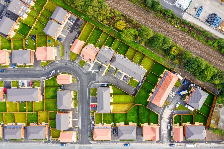 Drone photography of family housing development Baytree Lane, Middleton