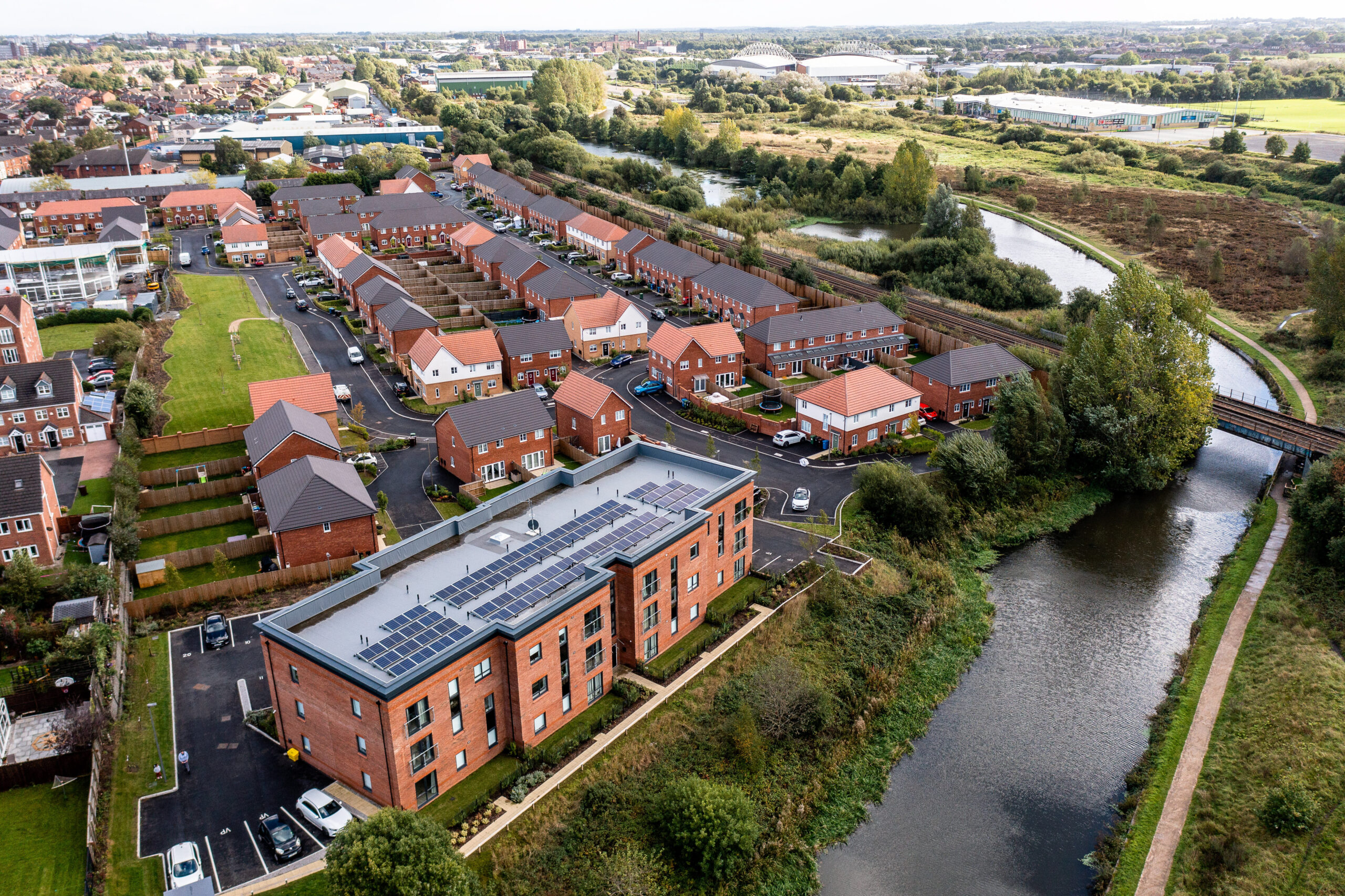 Aerial Shot, Canalside, Wigan, Homes, Apartments