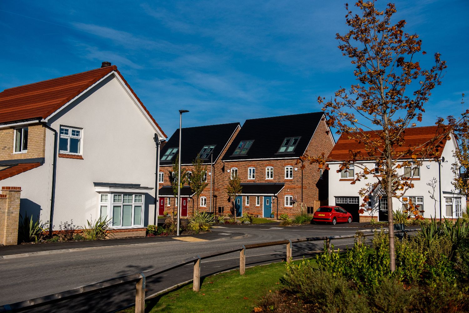 Family house street scene at Hamilton Square, Atherton