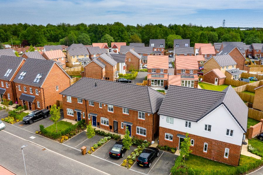 Drone photography of family housing development Juniper Grove, St Helens