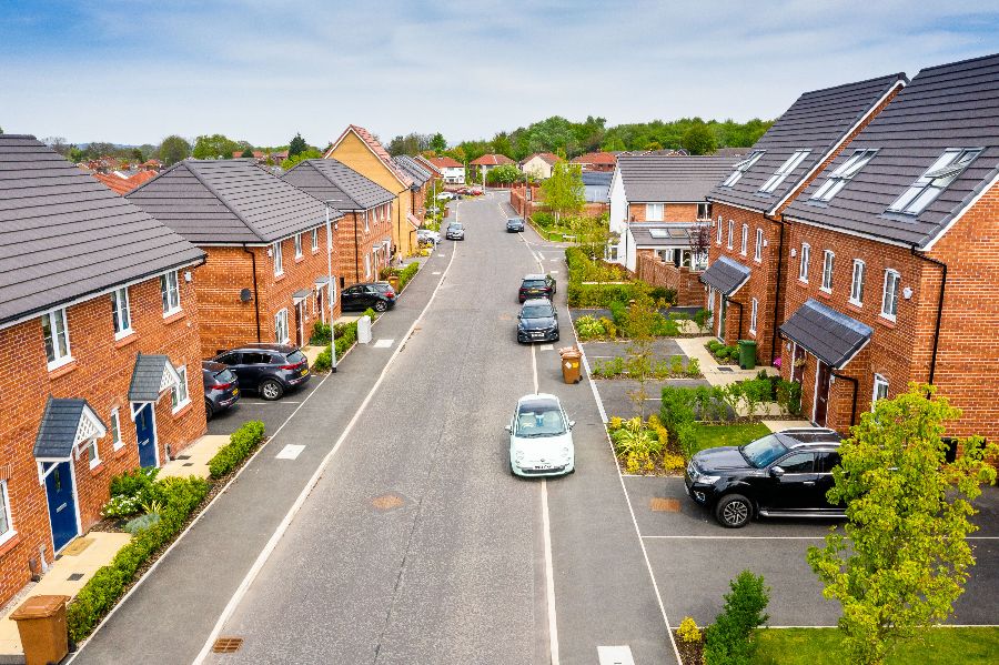 Drone photography of family housing development Juniper Grove, St Helens