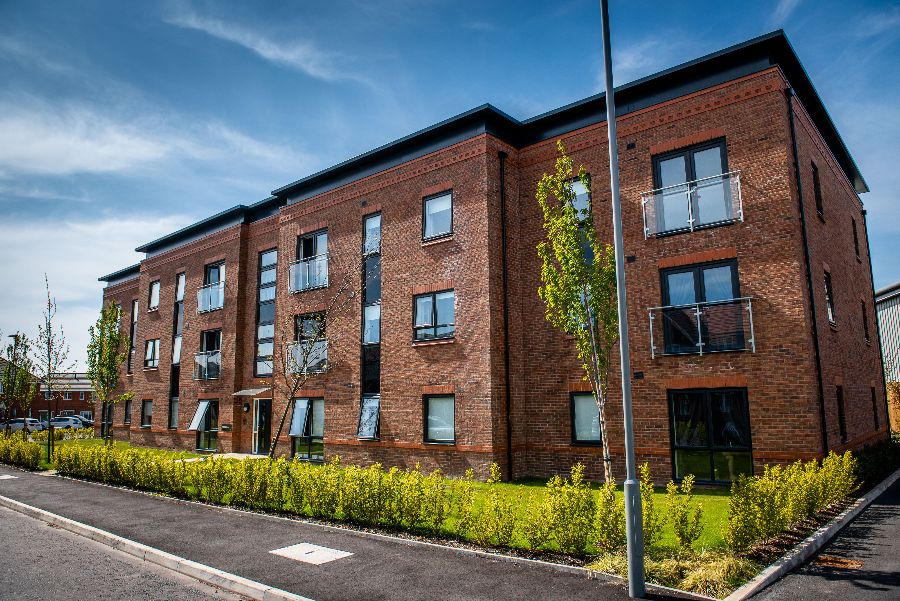 External photo of Hurst Court apartment block, Prescot Park