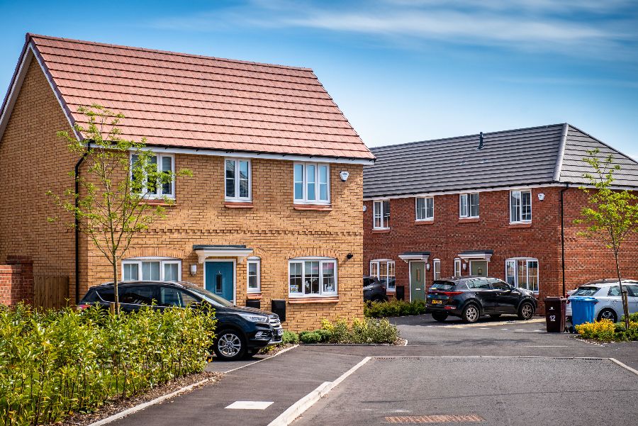 Street scene of family houses at Prescot Park