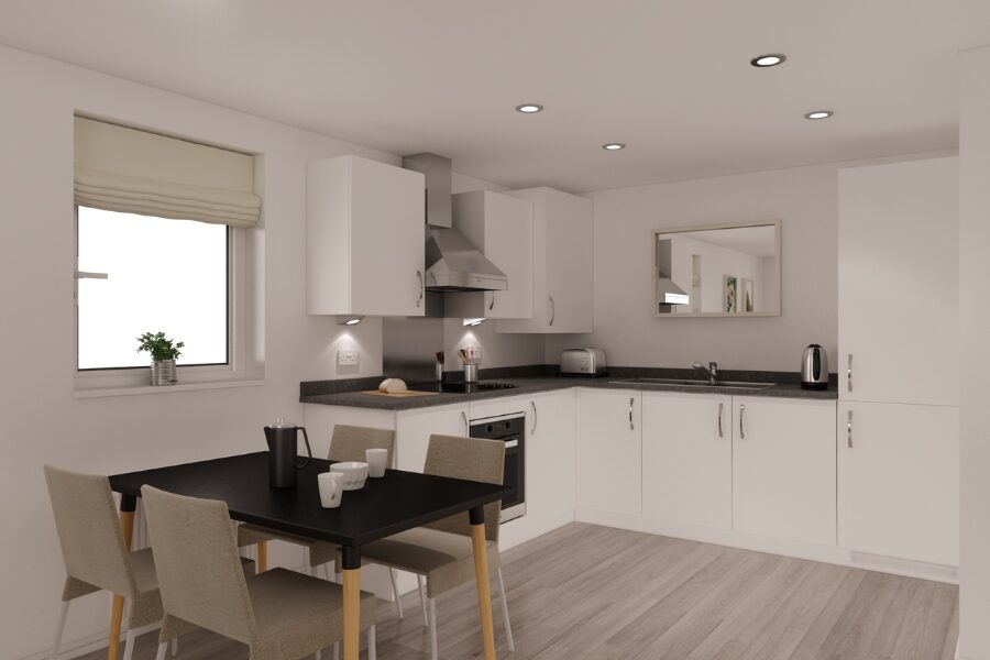 staged kitchen dining