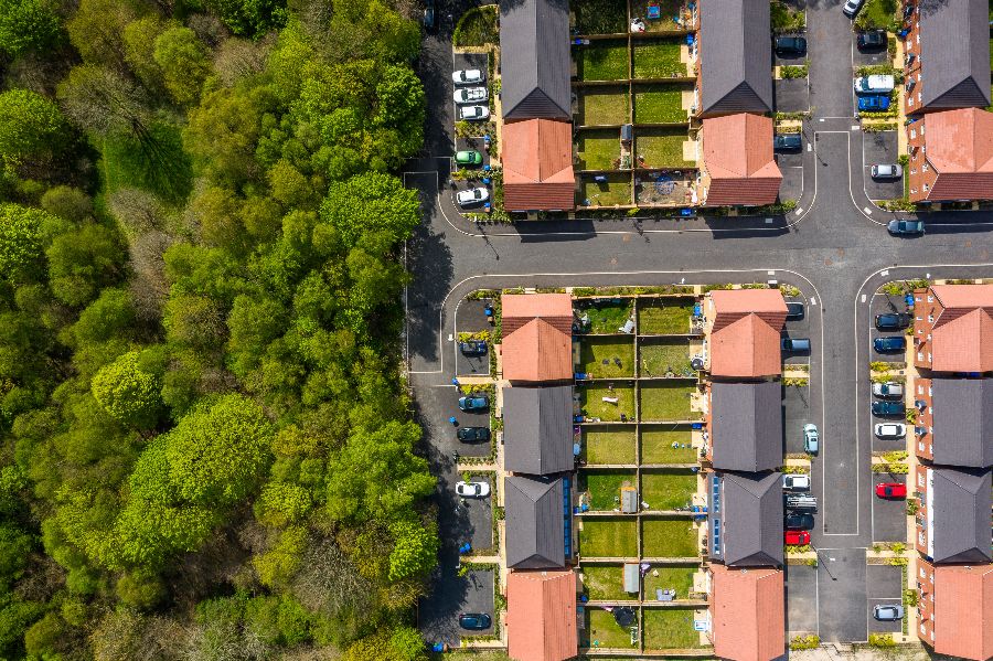 Aerial photography of houses at Shrewsbury Close, Middleton