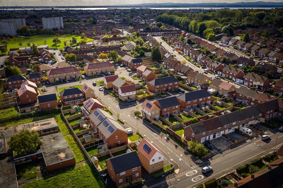 Drone image of housing development Woodbine Road, Liverpool