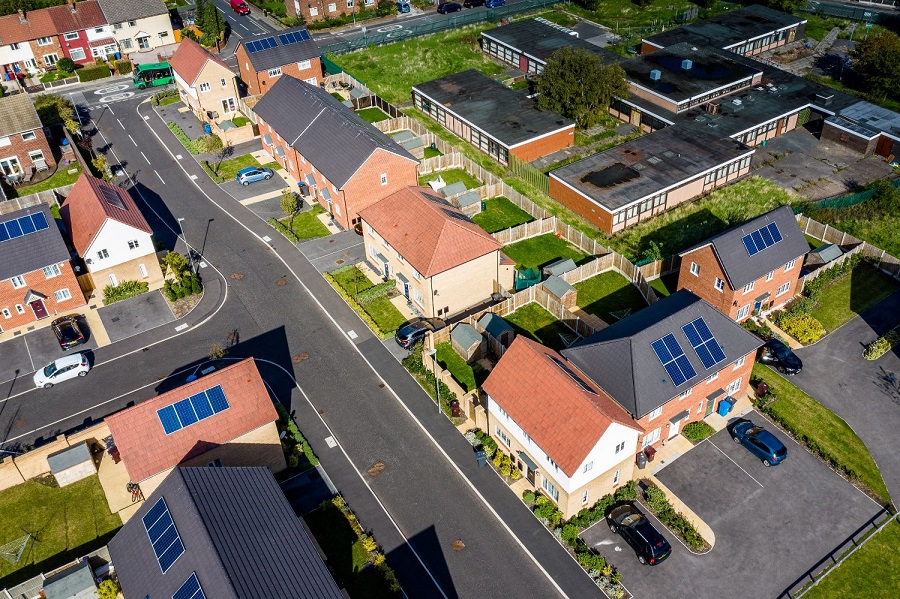 Drone image of housing development Woodbine Road, Liverpool