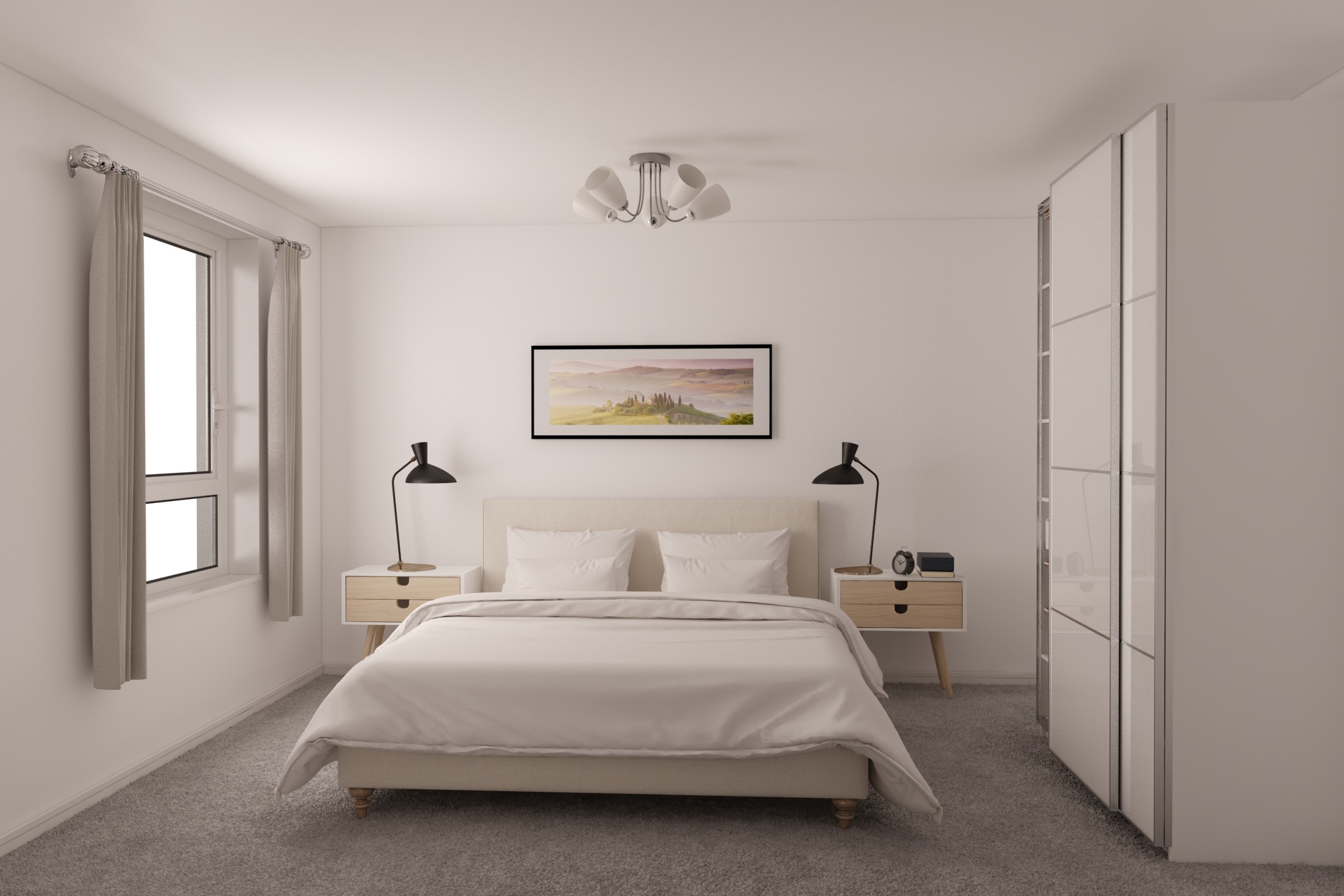 white fitted wardrobe cgi bedroom