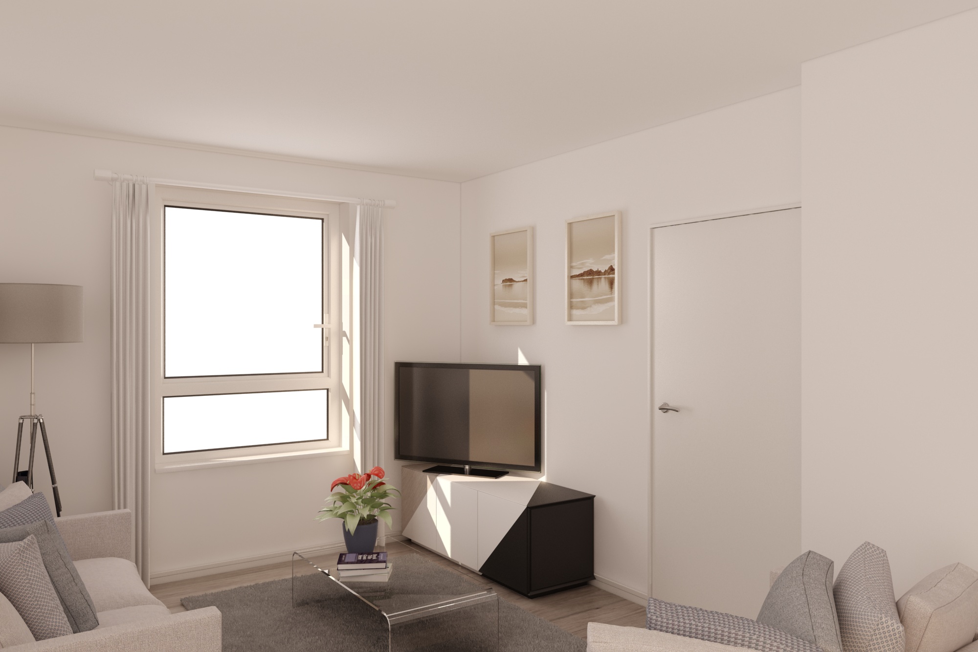 white cgi living area