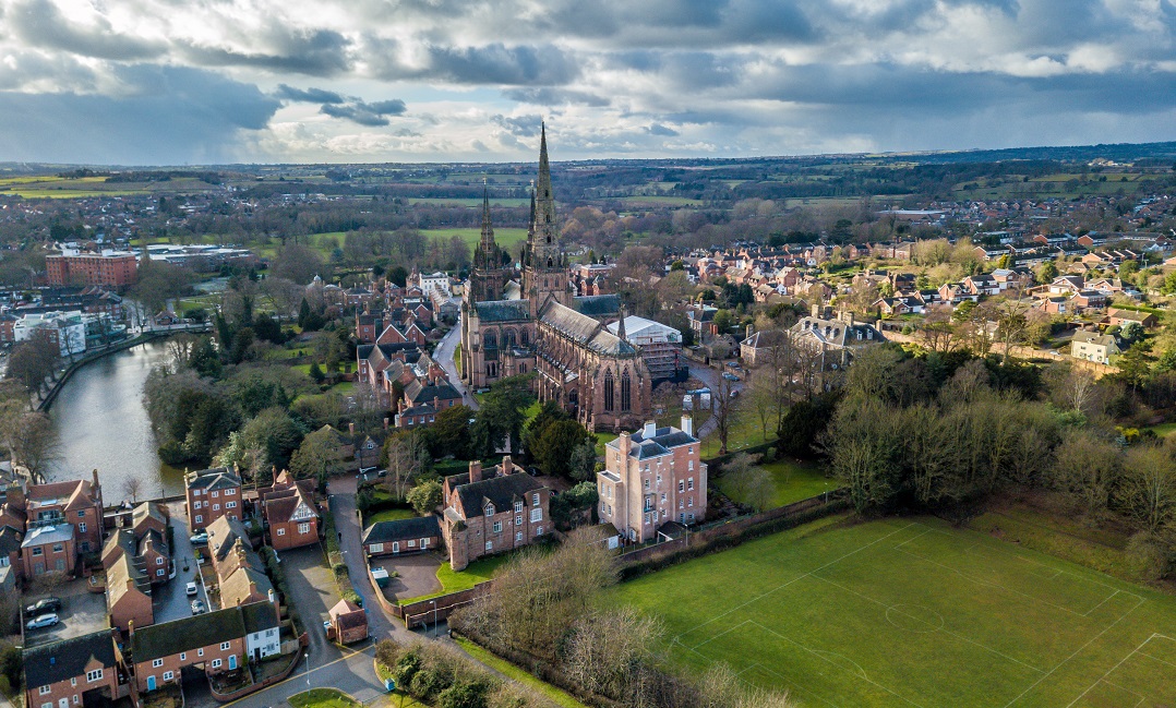 Looking over the City of Lichfield and the Cathedral