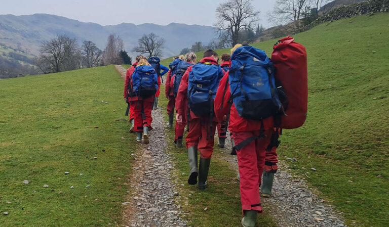 Young people trekking