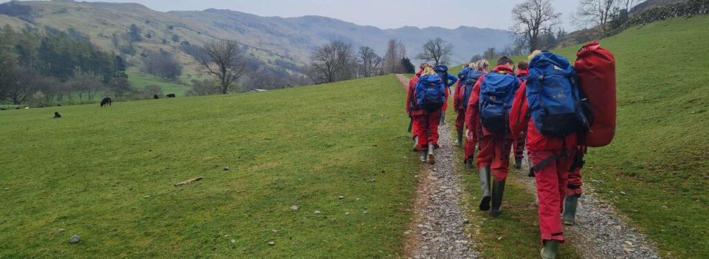 Young people trekking