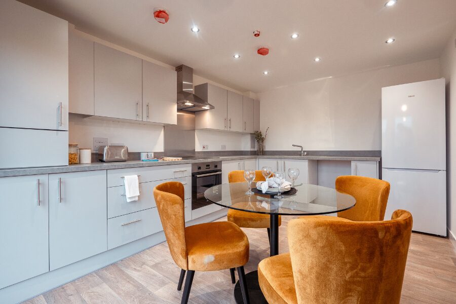 tweed open plan kitchen dining