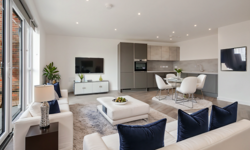 stage living kitchen area