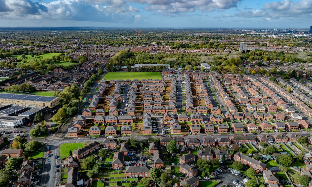 Aerial Shot Homes For Rent Gorton Mellands Park
