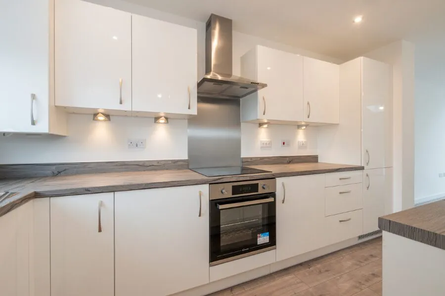 white fitted kitchen