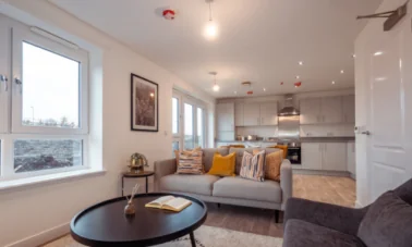 decorated open plan living kitchen area