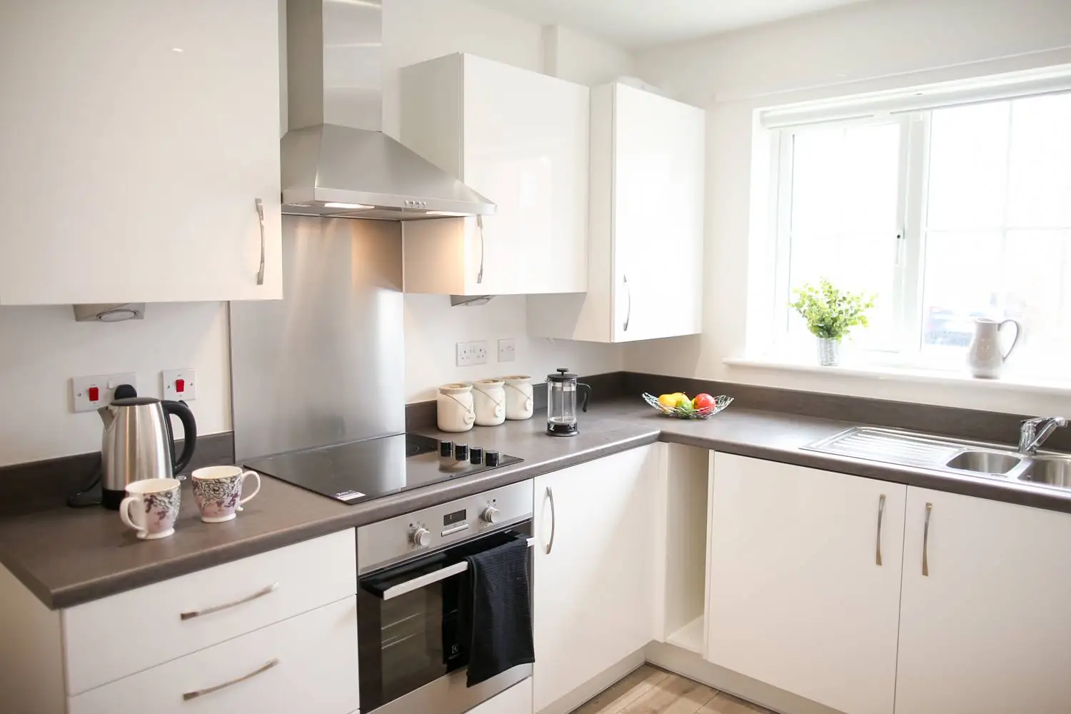 white fitted kitchen