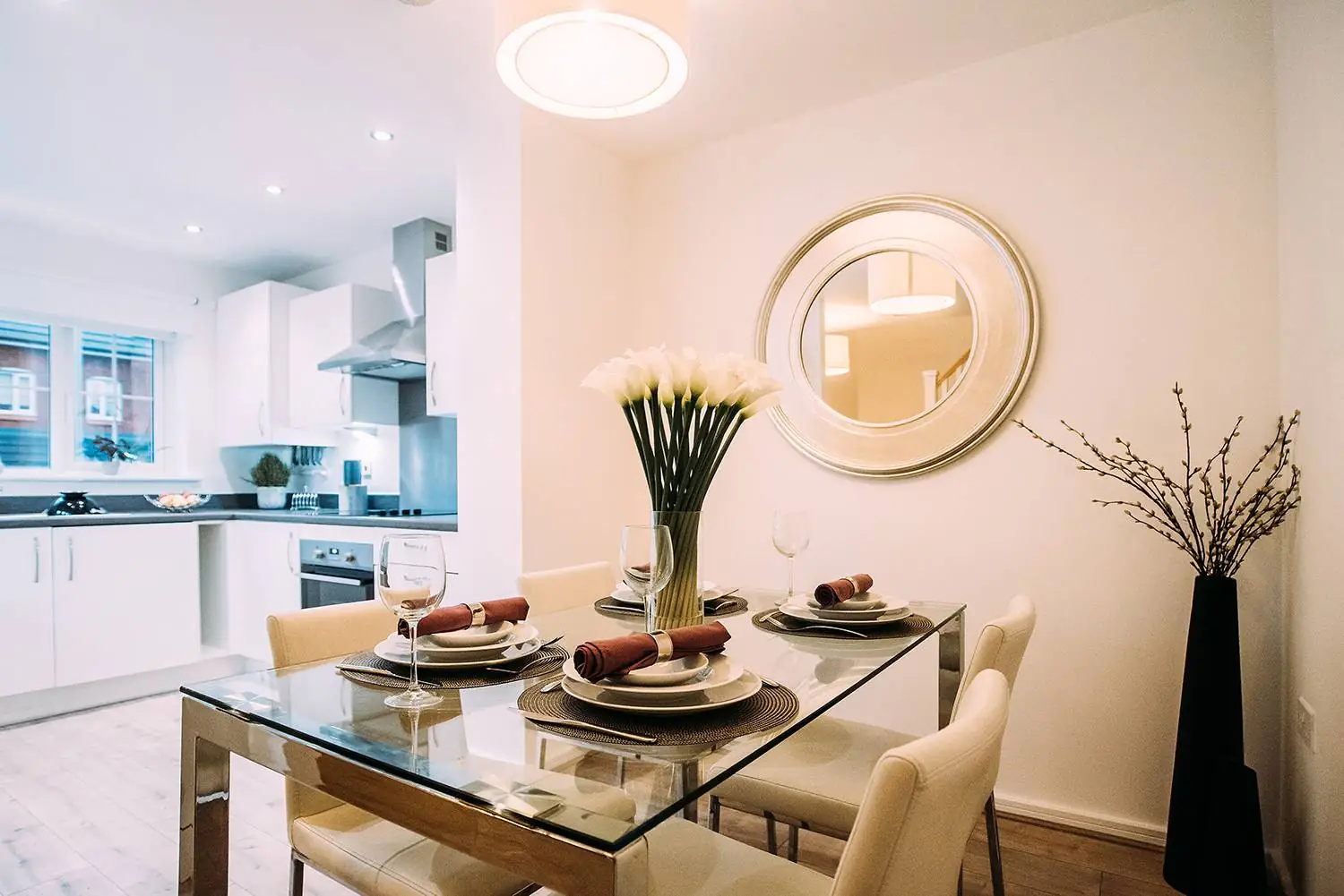 open plan dining and kitchen area