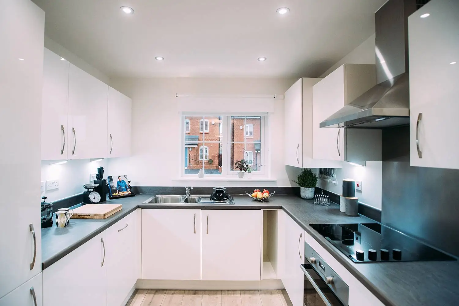 fitted white kitchen