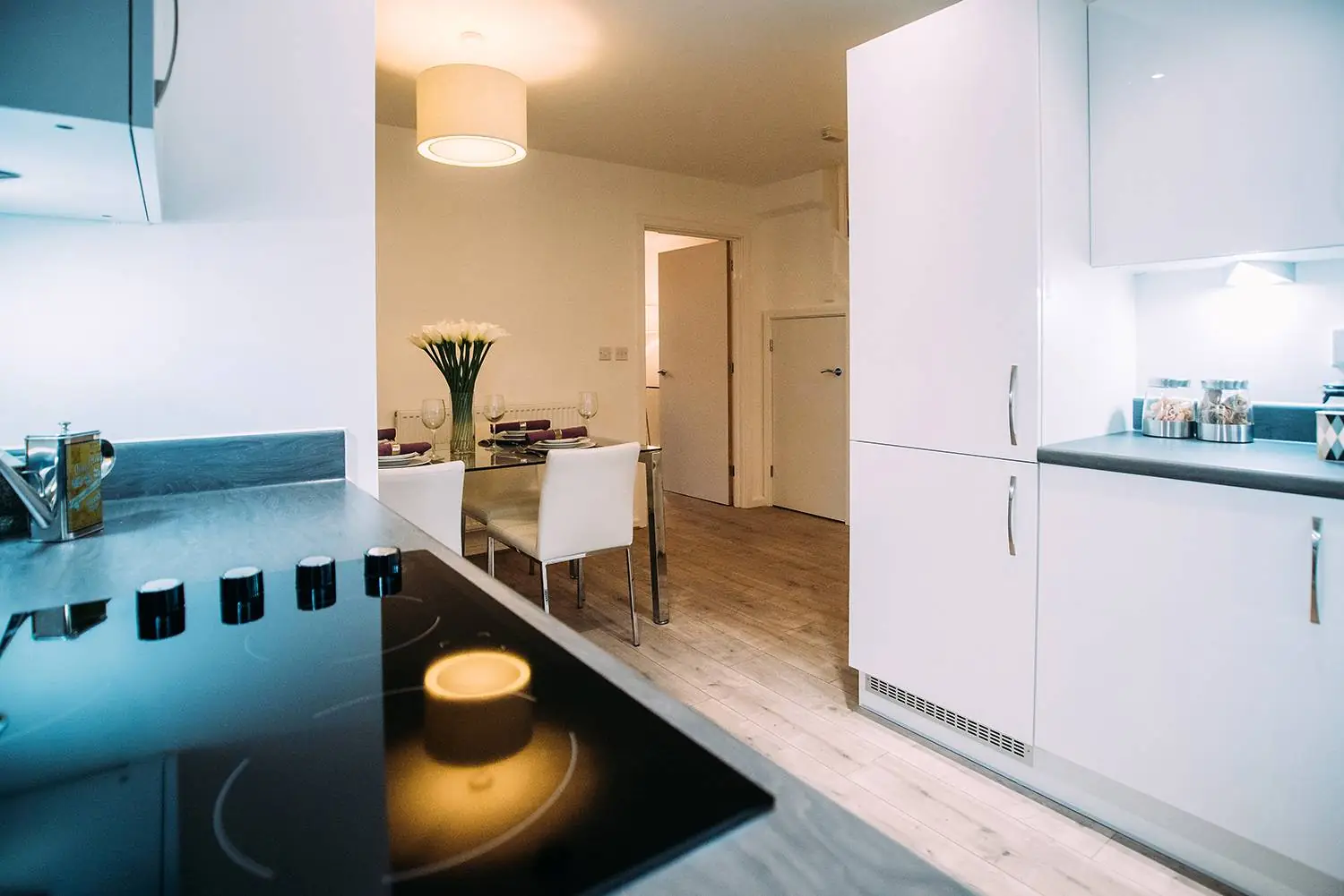 open plan kitchen dining area